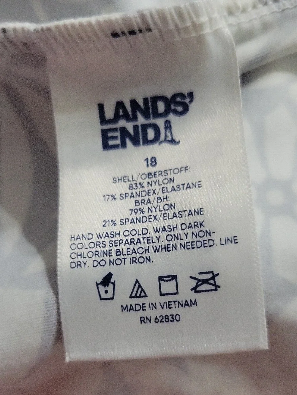 Lands' End Black & White Floral Swim Tankini.